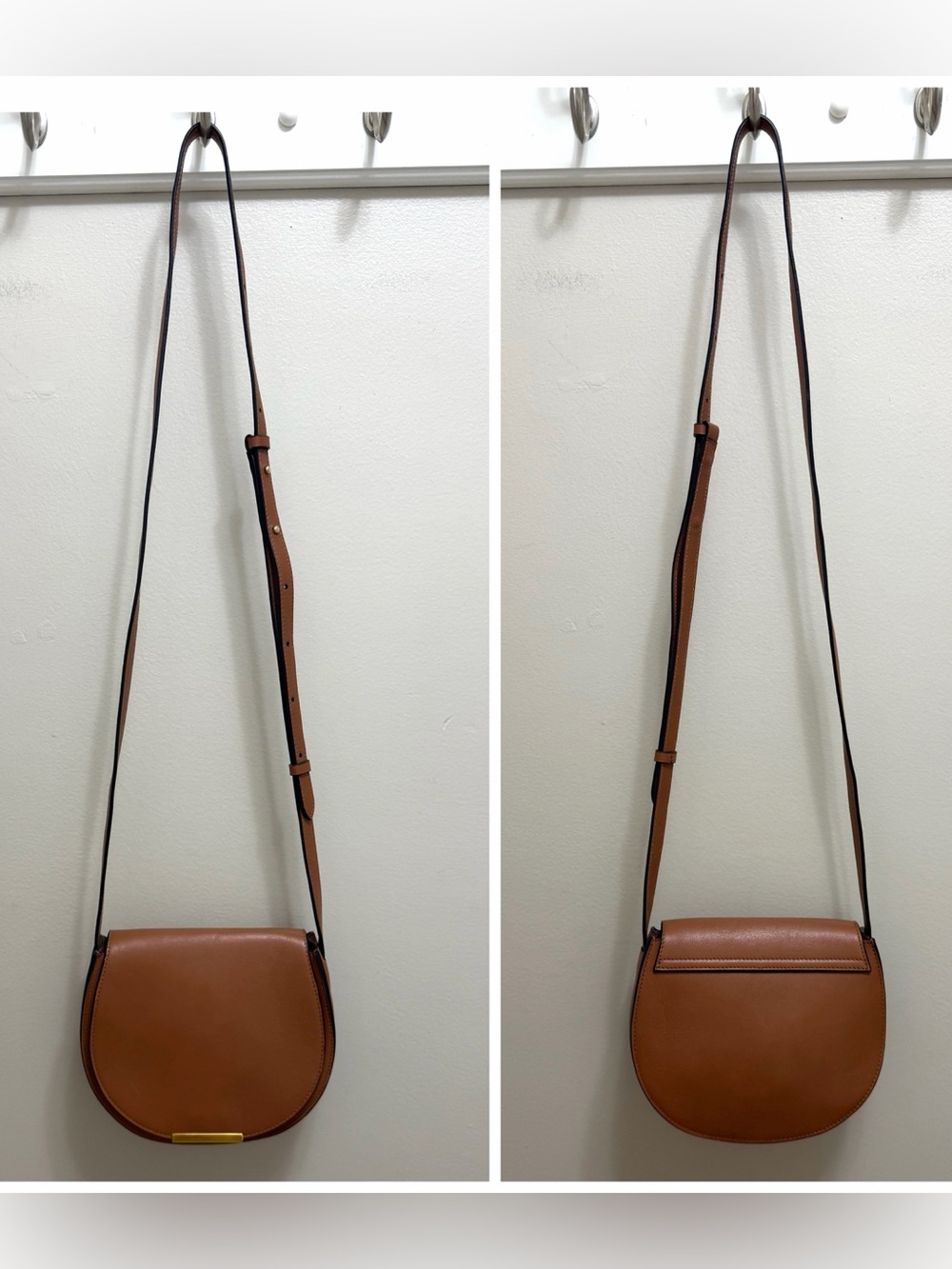 Cuyana Mini Saddle Leather Crossbody Bag in Caramel - Picture 4 of 16
